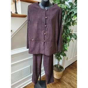 R & K Originals Women's Brown Polyester Long Sleeve Pant Suit 2 Piece Dress 12